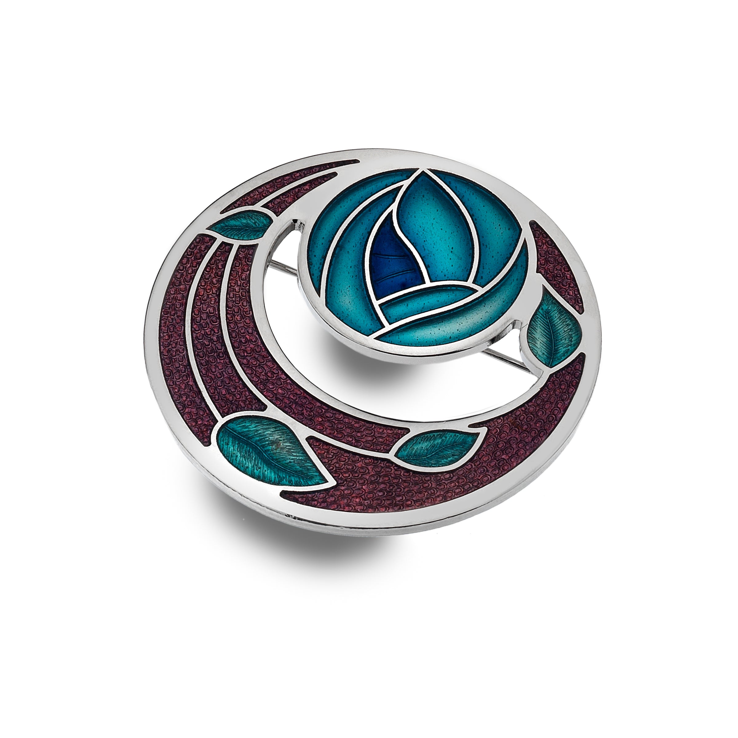 Mauve & Turquoise Mackintosh Rose Garden Brooch